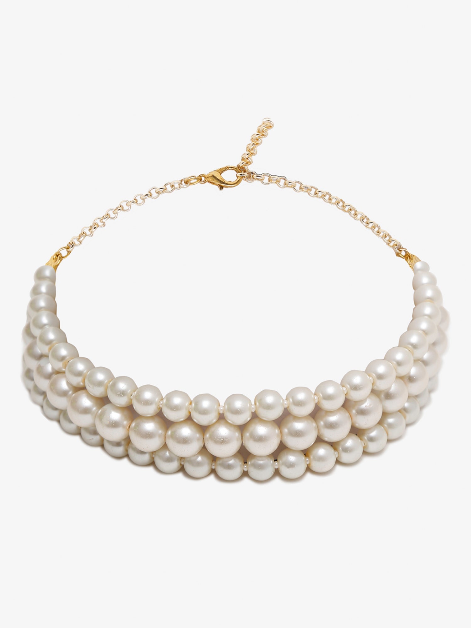 Gold-Toned White Gold-Plated Handcrafted Necklace - Ruby Raang - Distacart
