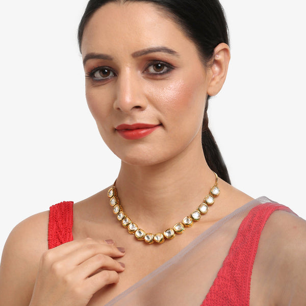 Gold-Plated Kundan Choker Necklace - Ruby Raang - Distacart