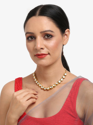 Gold-Plated Kundan Choker Necklace - Ruby Raang - Distacart
