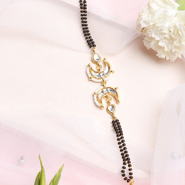 Women's Black Gold-Toned Multistrand Mangalsutra Bracelet - Ruby Raang - Distacart