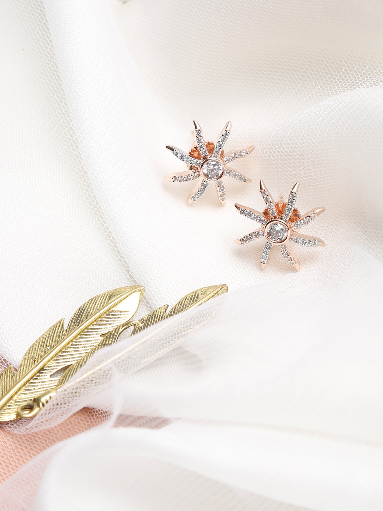 Rose Gold Contemporary Drop Earrings - Ruby Raang - Distacart