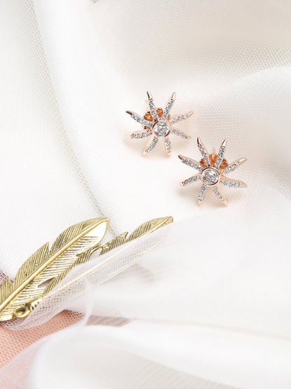 Rose Gold Contemporary Drop Earrings - Ruby Raang - Distacart
