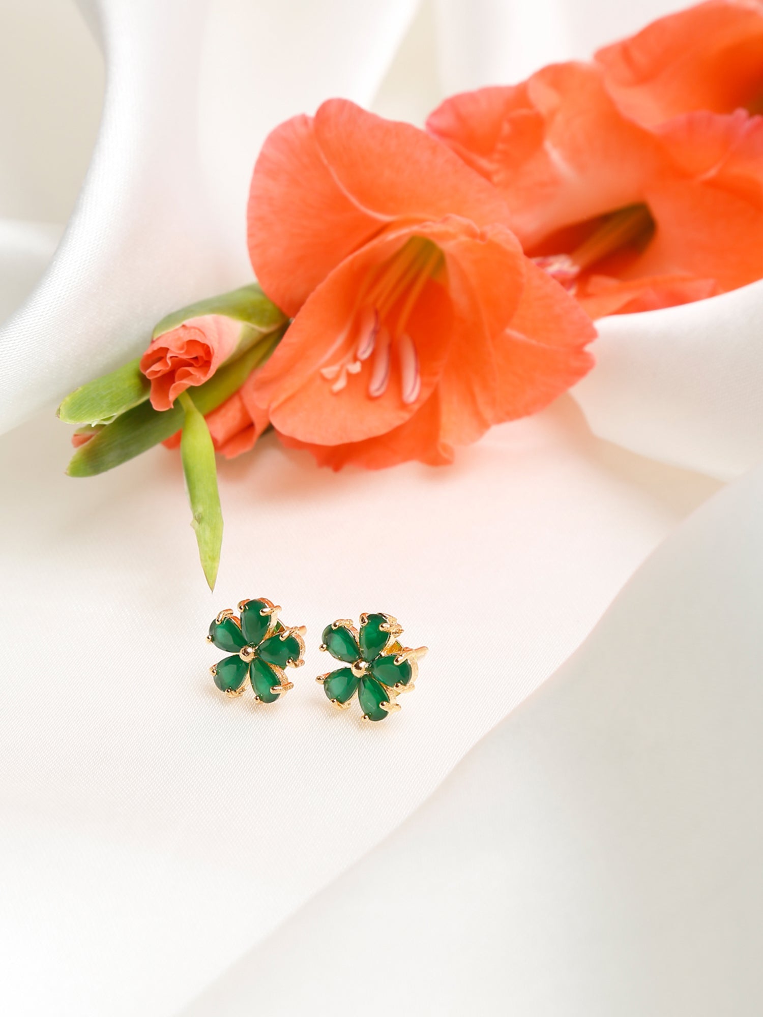 Green Contemporary Studs Earrings - Ruby Raang - Distacart