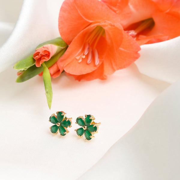 Green Contemporary Studs Earrings - Ruby Raang - Distacart