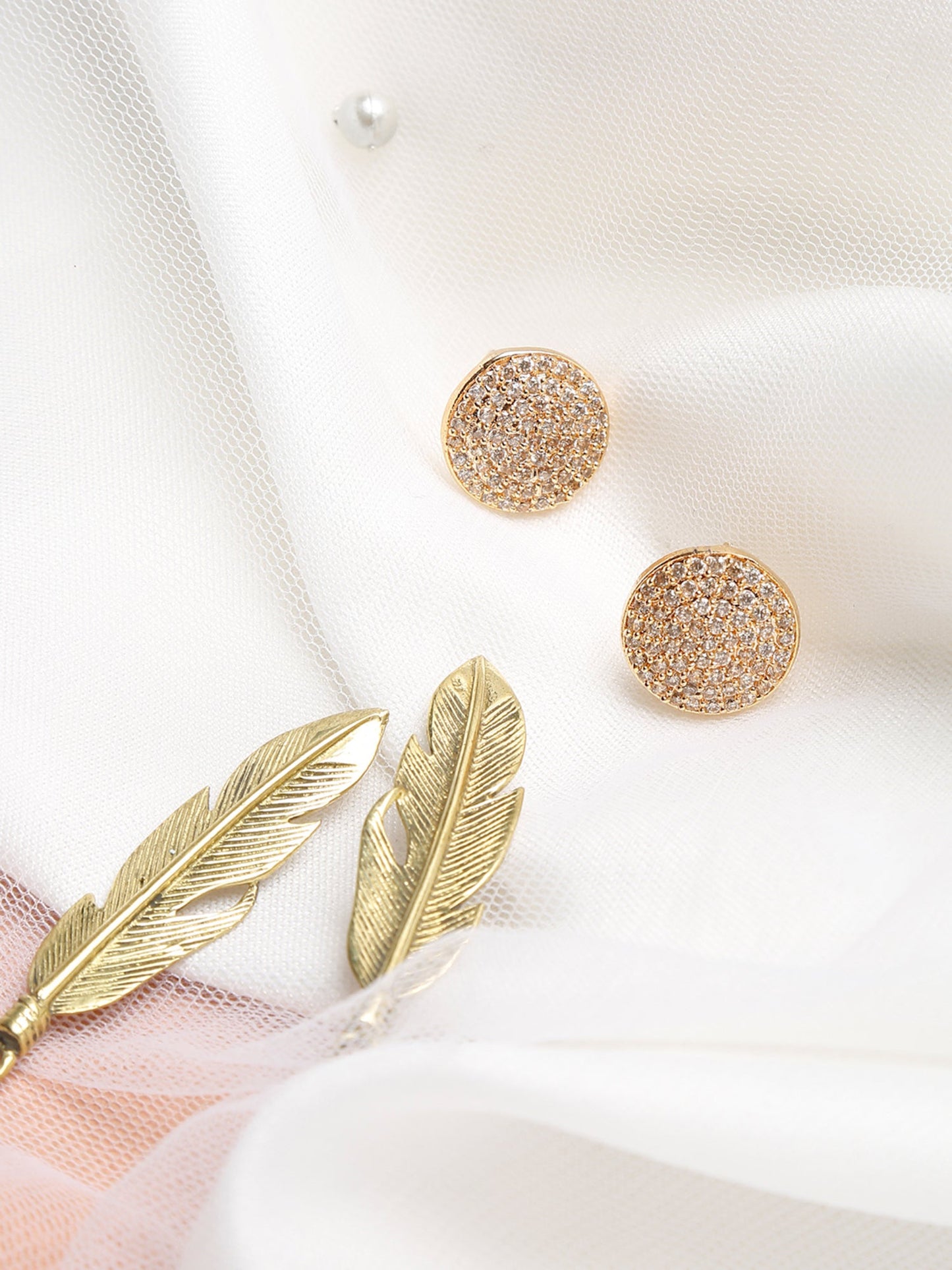 Rose Gold Contemporary Studs Earrings - Ruby Raang - Distacart
