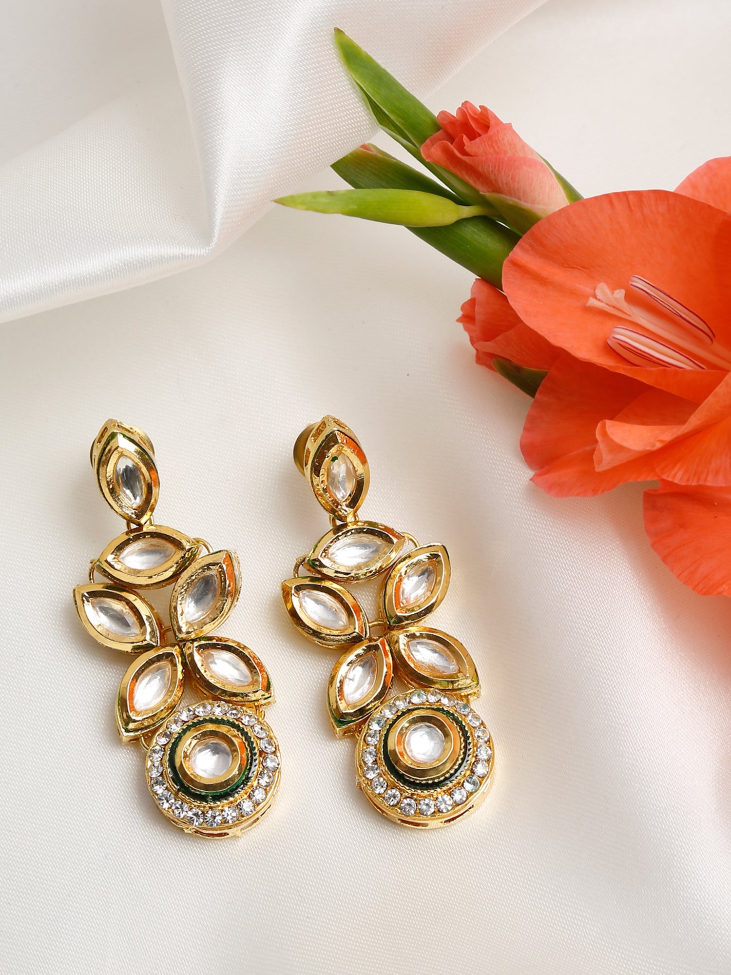 Gold-Toned Contemporary Drop Earrings - Ruby Raang - Distacart
