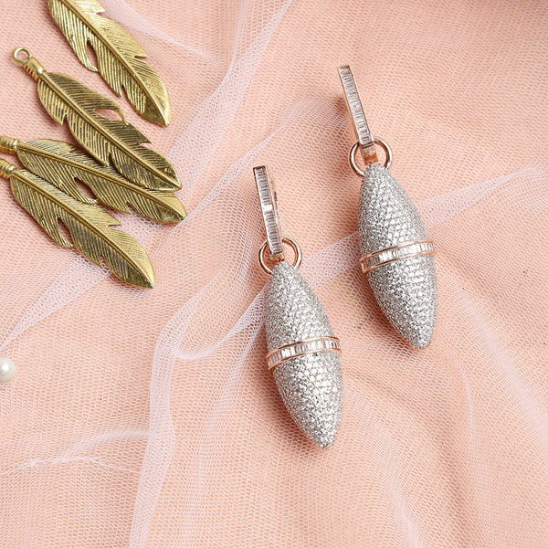 Rose Gold-Plated Silver-Toned Contemporary Drop Earrings - Ruby Raang - Distacart