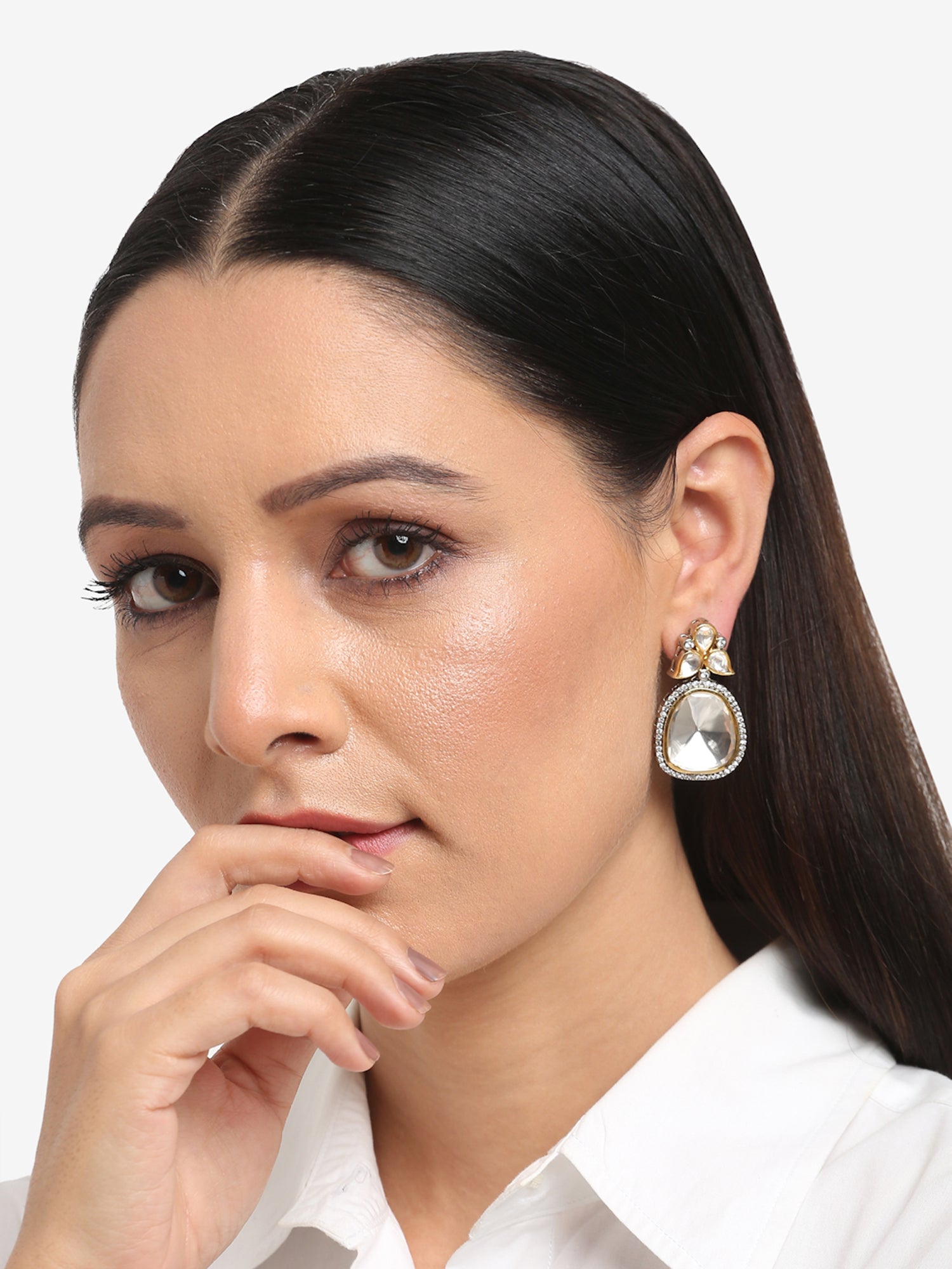 Silver-Toned Contemporary Studs Earrings - Ruby Raang - Distacart
