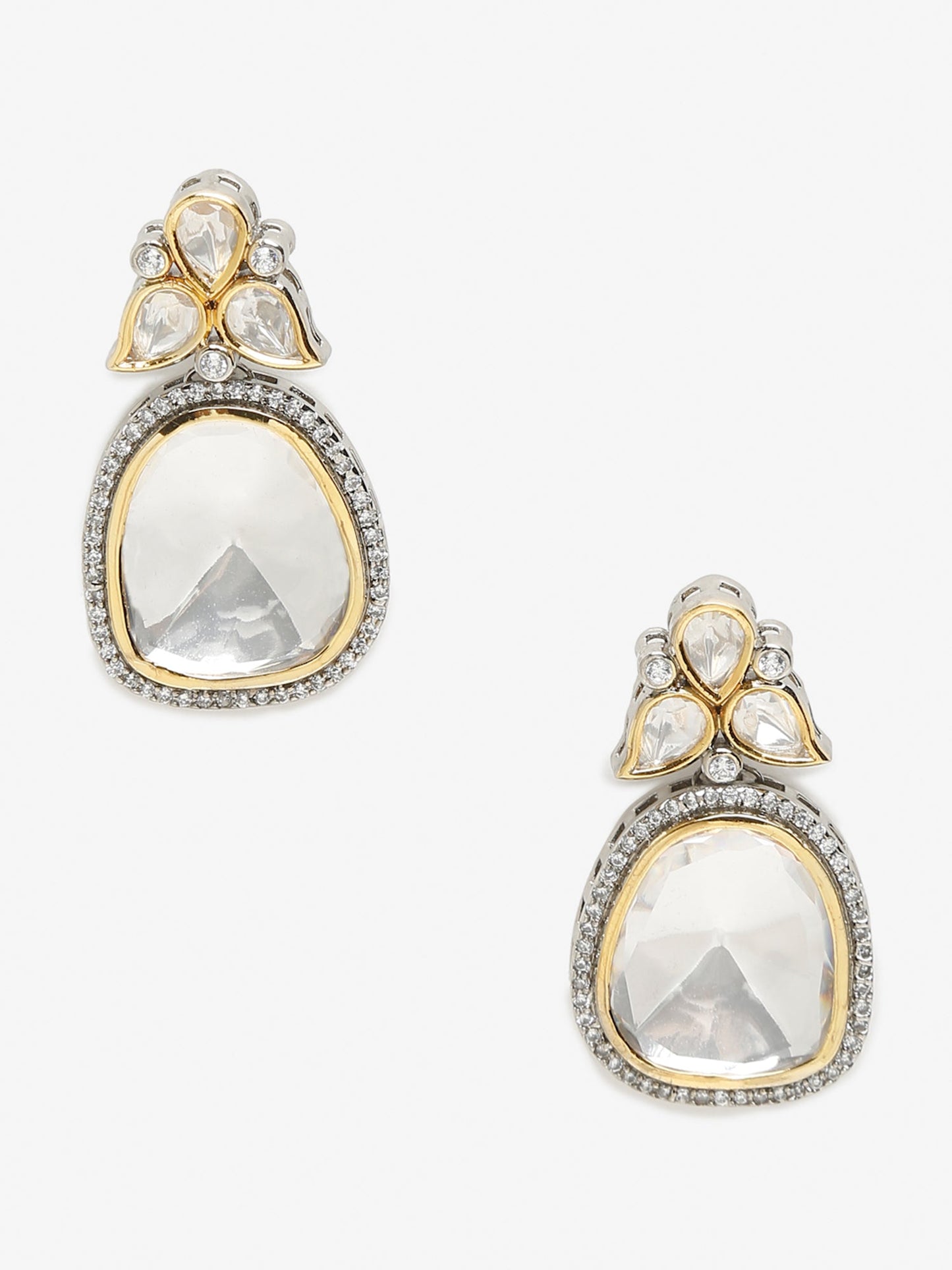 Silver-Toned Contemporary Studs Earrings - Ruby Raang - Distacart