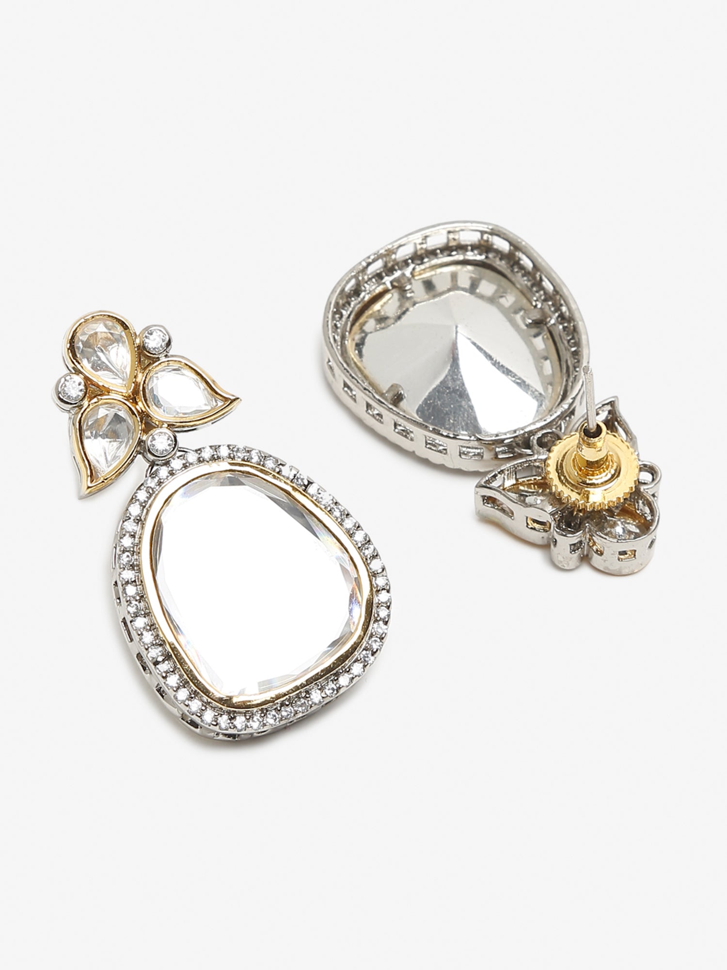 Silver-Toned Contemporary Studs Earrings - Ruby Raang - Distacart