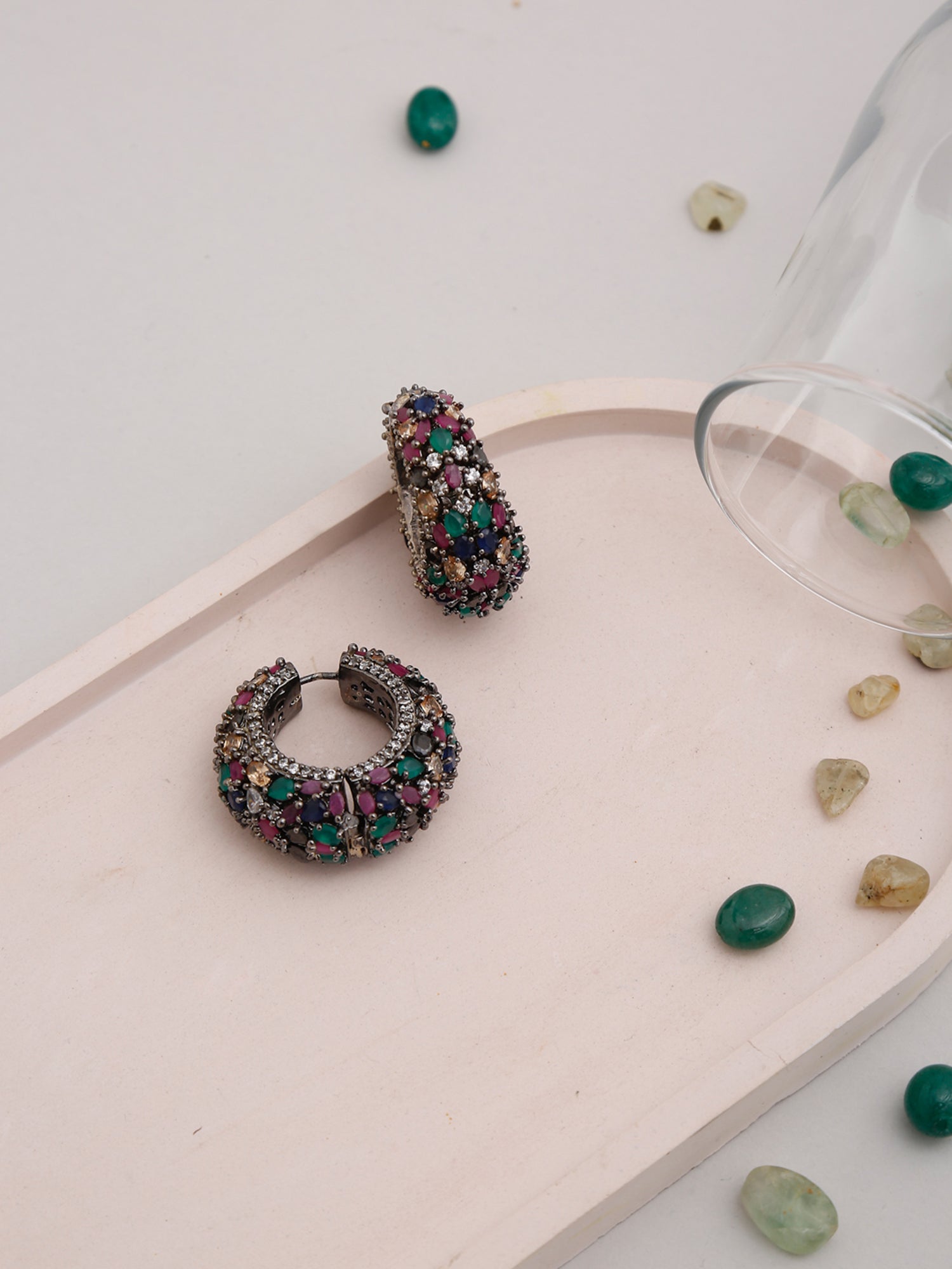 Multicoloured Contemporary Hoop Earrings - Ruby Raang - Distacart