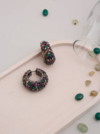 Multicoloured Contemporary Hoop Earrings - Ruby Raang - Distacart