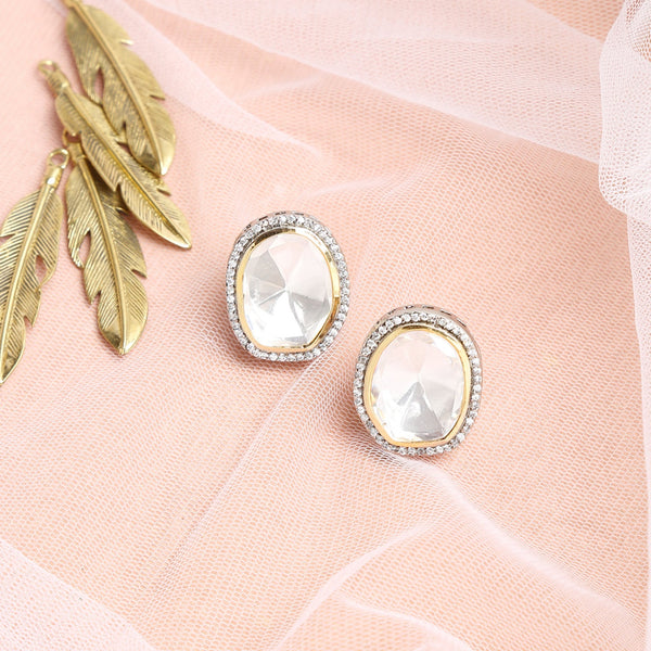 Silver-Toned Contemporary Studs Earrings - Ruby Raang - Distacart