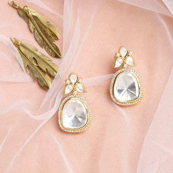 Gold-Toned Contemporary Studs Earrings - Ruby Raang - Distacart