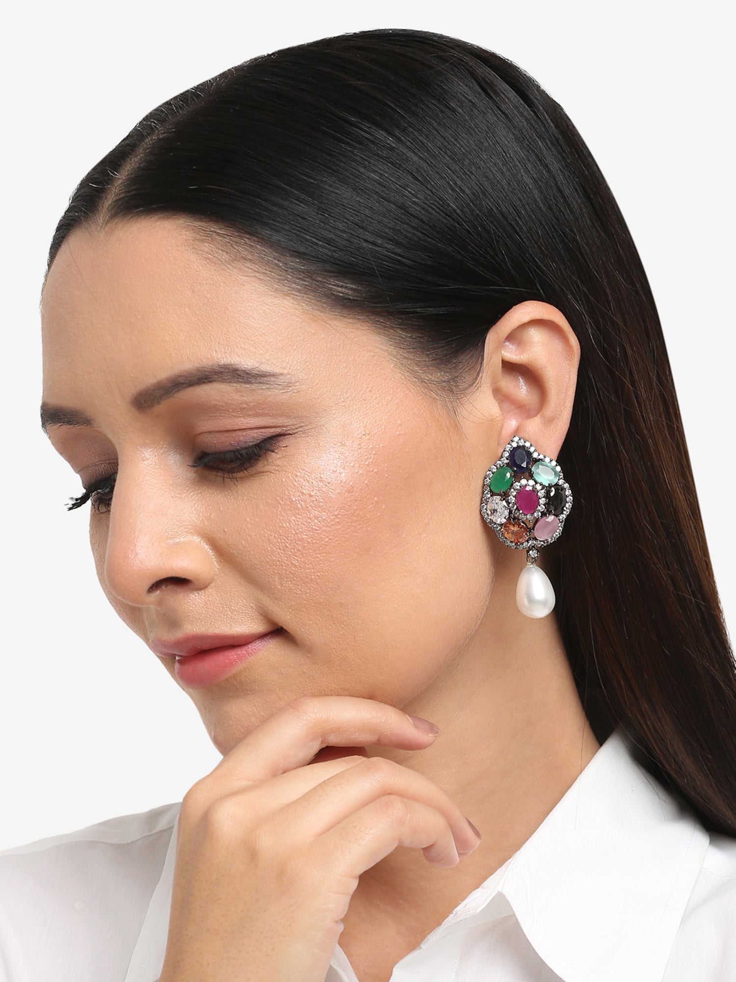 Multicoloured Contemporary Drop Earrings - Ruby Raang - Distacart