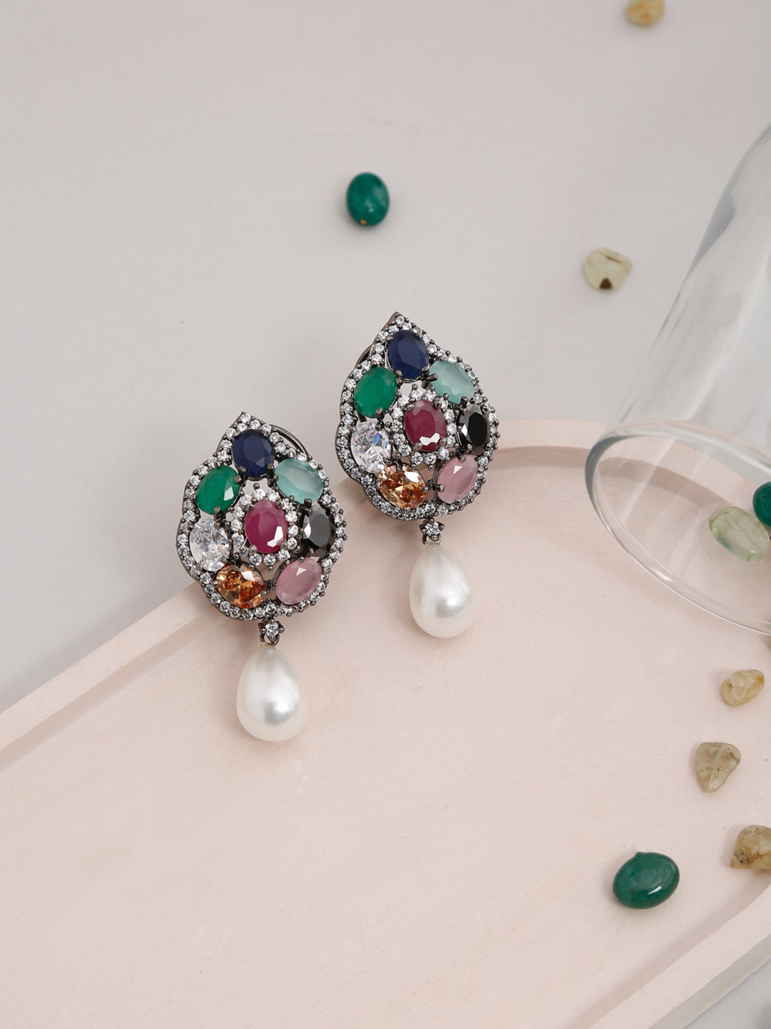 Multicoloured Contemporary Drop Earrings - Ruby Raang - Distacart