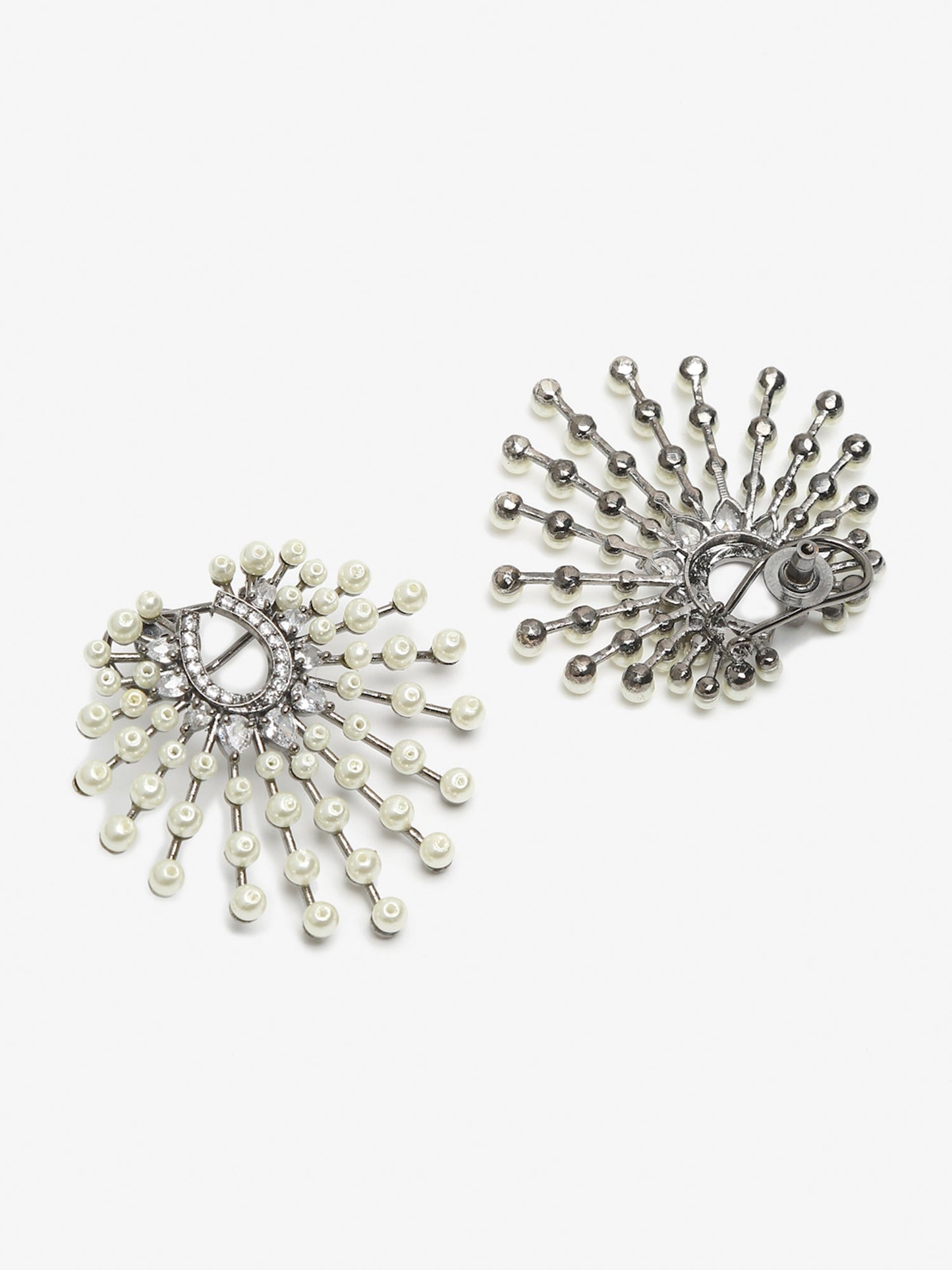 White Contemporary Drop Earrings - Ruby Raang - Distacart