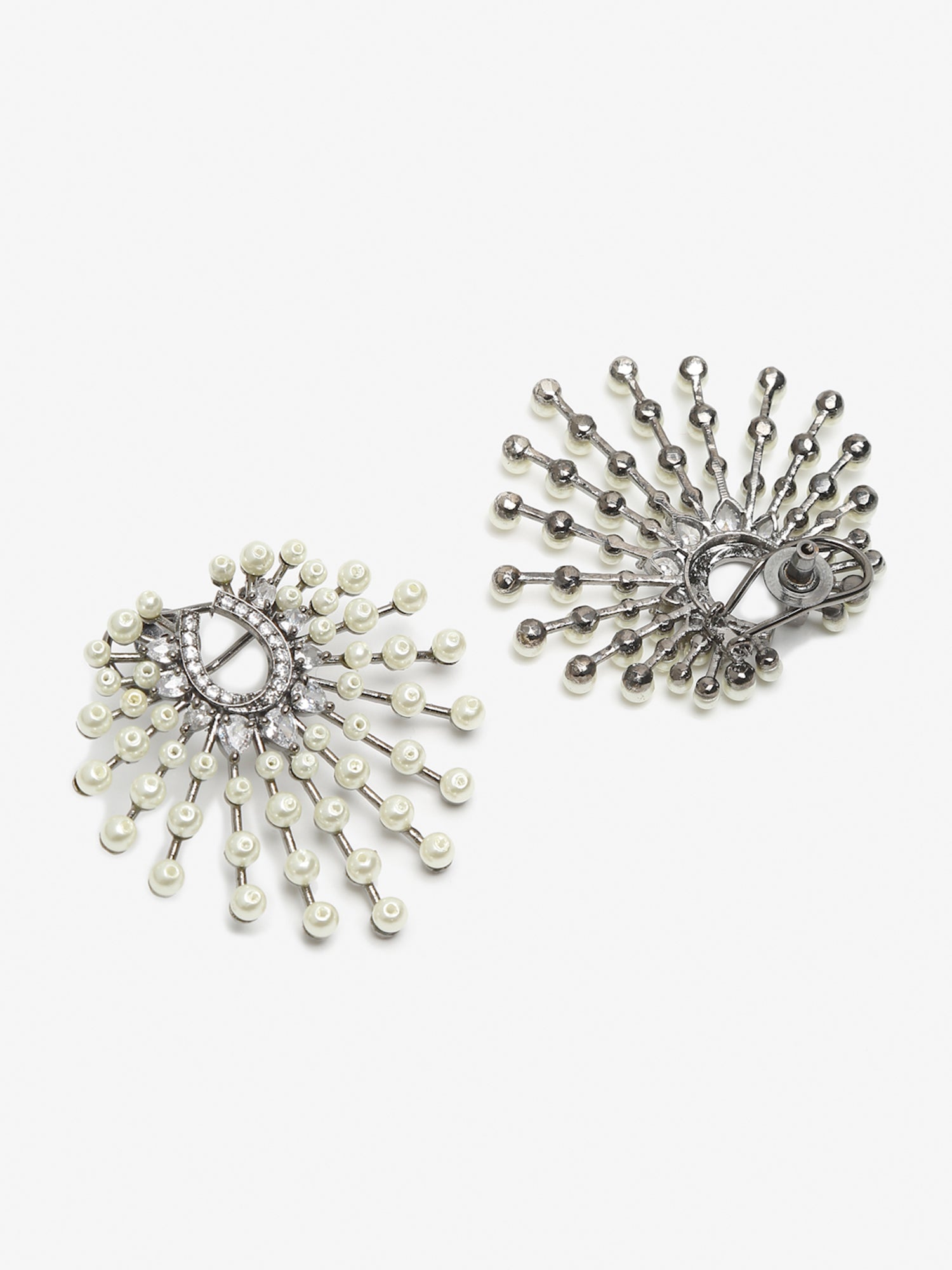 White Contemporary Drop Earrings - Ruby Raang - Distacart
