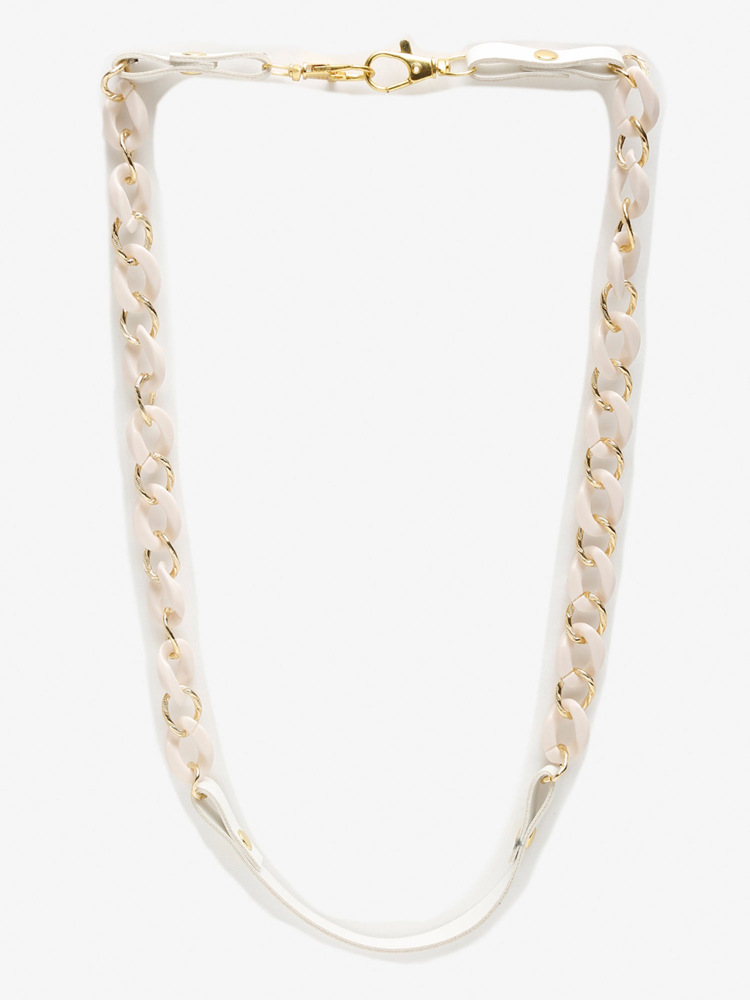 White Gold-Toned Beaded Mask Chain - Ruby Raang - Distacart