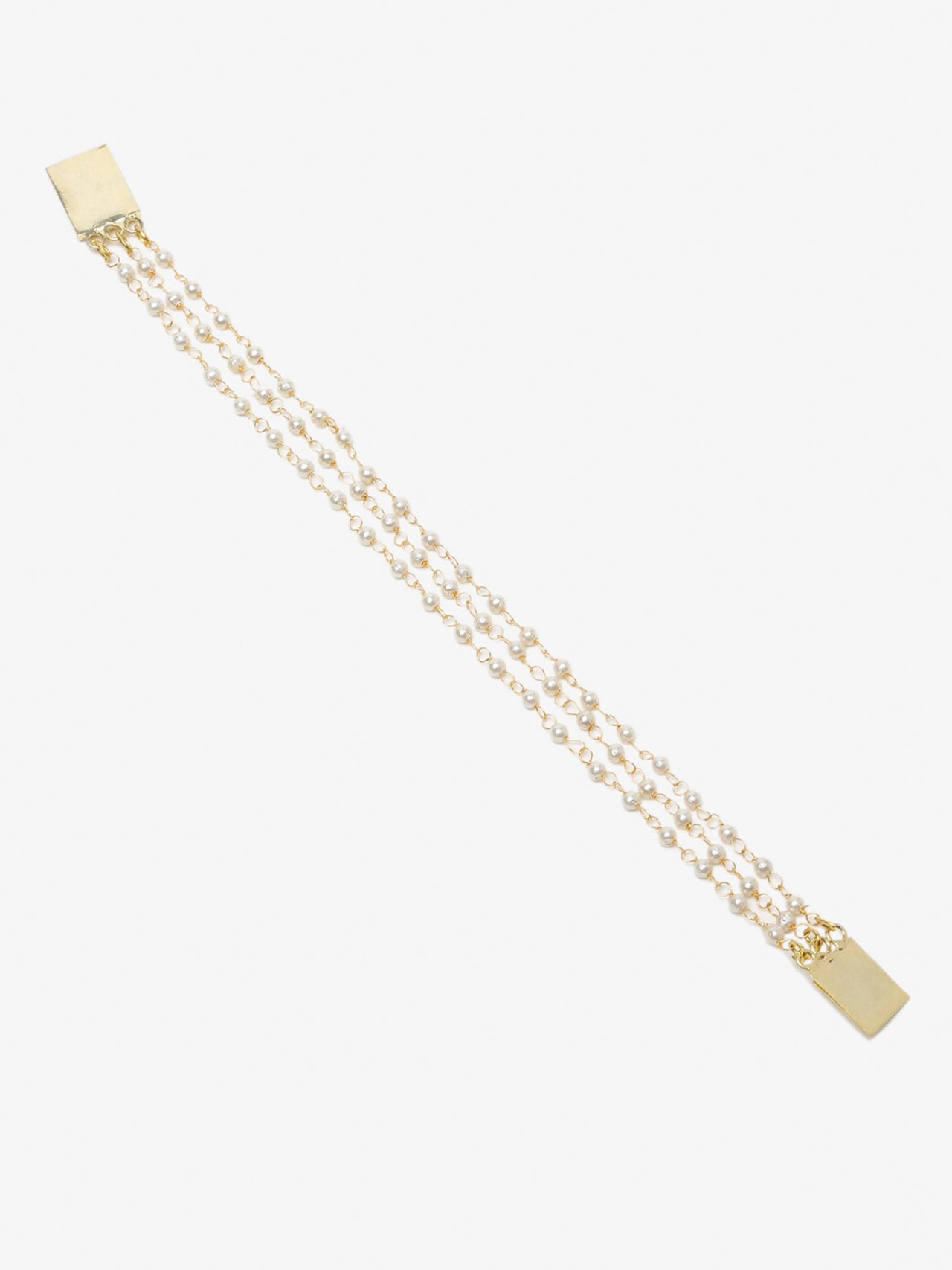 Women's Gold-Toned White Pearls Handcrafted Gold-Plated Multistrand Bracelet - Ruby Raang - Distacart