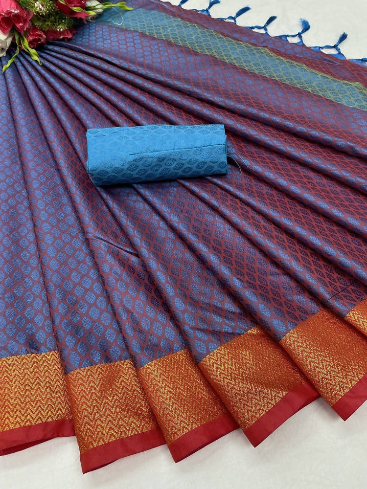 Vamika Banarasi Jacquard Weaving Rama Green Saree