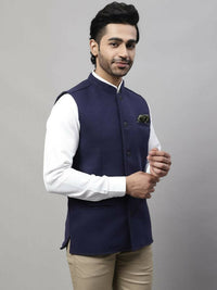 Thumbnail for Even Apparels Pure Wool Nehru Jacket - Navy - Distacart
