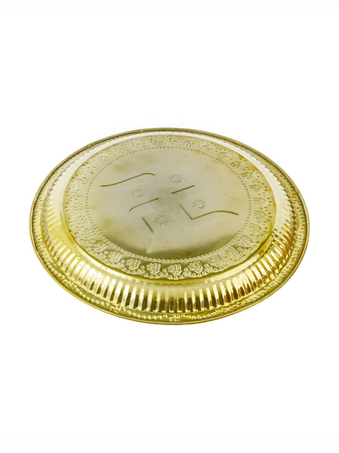 Spillbox Gold-Toned Brass Swastika Thali Pooja Essential - Distacart