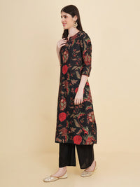 Thumbnail for Malishka Women's Cotton Floral Printed Kurta Palazzo Set With Dupatta - Blue - Distacart