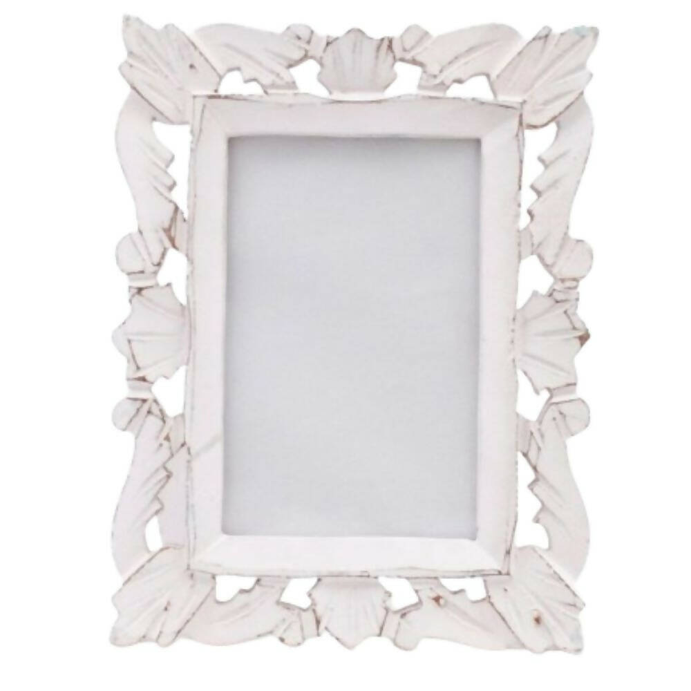 Adan's Homes PF01 Decorative Handcrafted Wooden Photo Frame (White) - Distacart