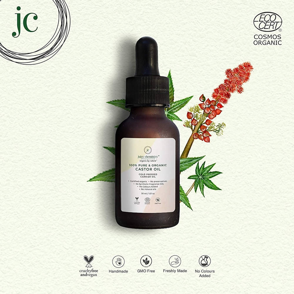 Juicy Chemistry Pure & Organic Castor Cold Pressed Carrier Oil - Distacart