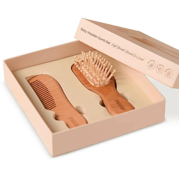 Maate Baby Wooden Comb Set | Beechwood Comb and Hair Brush - Distacart