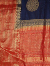 Thumbnail for Kalamandir Woven Design Navy Blue Silk Blend Saree