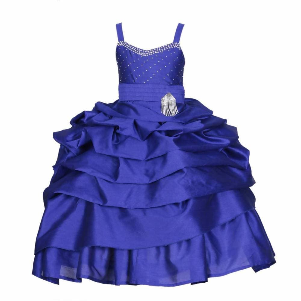 Asmaani Baby Girl's Blue Colour Satin A-Line Maxi Full Length Dress (AS-DRESS_22119) - Distacart