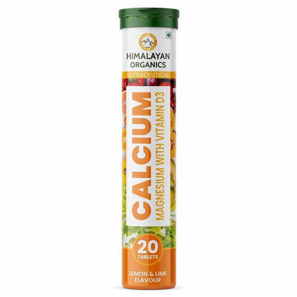 Himalayan Organics Calcium, Magnesium With Vitamin D3 Lemon & Lime Flavour: 20 Tablets