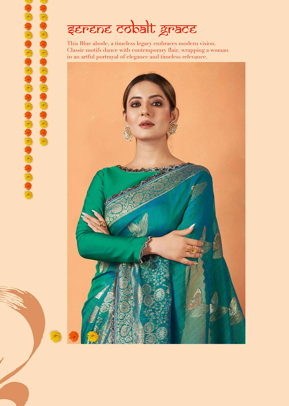 Blue Kanjivaram two tone Silk Woven Design Saree With Unstitched Blouse Piece - Norita Royal Pradha - Distacart