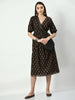 Myshka Women's Black Empire Printed Dress - Distacart
