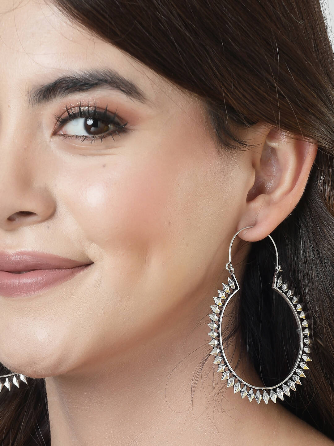 NVR Women Silver Full Circular Hoop Earrings - Distacart