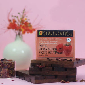 Soulflower Handmade Pink Strawberry Skin Soap - Distacart