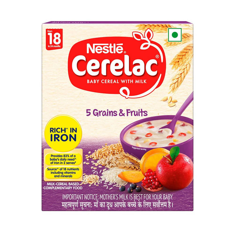 Nestle Cerelac Baby Cereal with Milk, 5 Grains &amp; Fruits – From 18 to 24 Months - Distacart