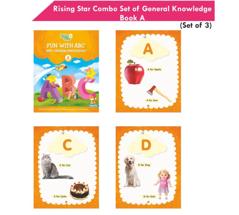 Rising Star General Knowledge & Conversation Book A| Set of 3| Fun With ABC, Environmental Studies, Good Habit| Picture Dictionary| Ages 3-7 Years - Distacart