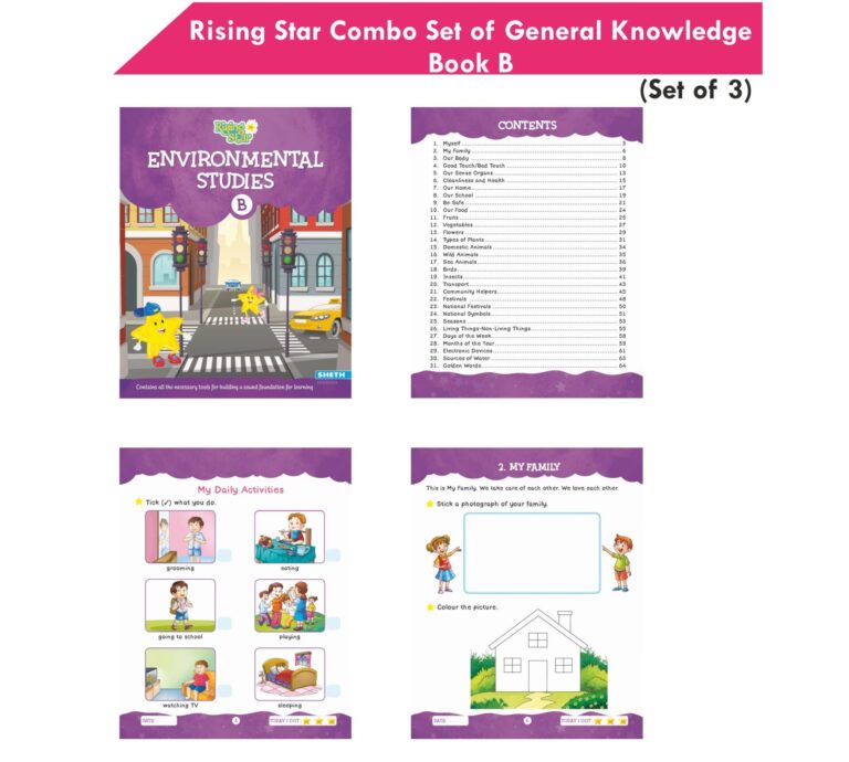 Rising Star General Knowledge & Conversation Book B| Set of 3| Picture Talk, EVS Book, Good Habit, National Festival & Symbols| Ages 3-7 Years - Distacart