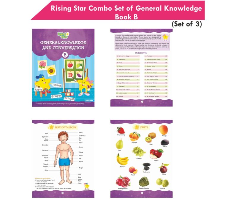 Rising Star General Knowledge & Conversation Book B| Set of 3| Picture Talk, EVS Book, Good Habit, National Festival & Symbols| Ages 3-7 Years - Distacart