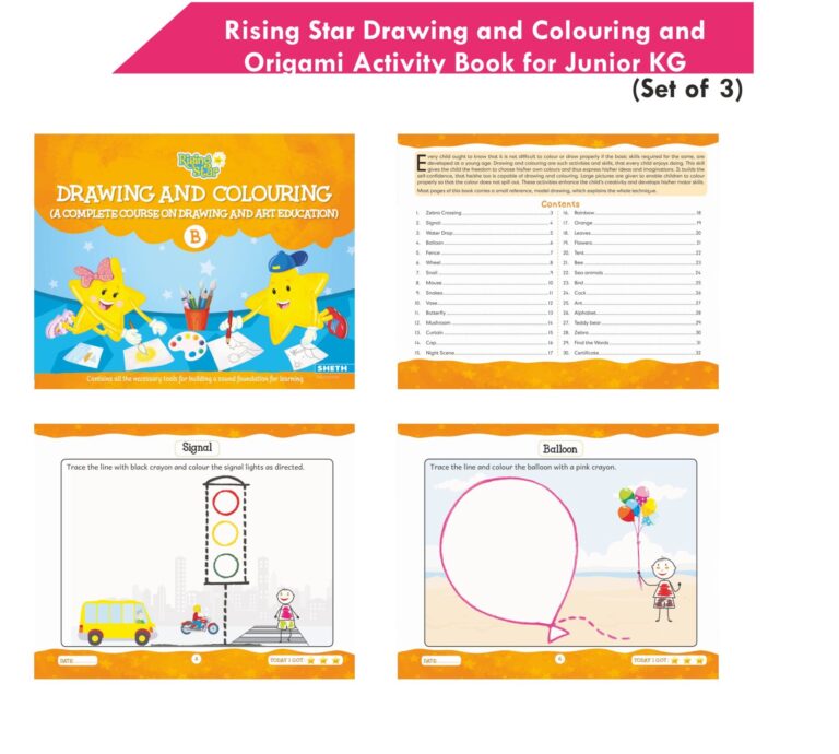 Rising Star Kids Learning Drawing, Colouring & Origami Activity Book for Junior KG Set of 3| Learn To Colour| Paper Folding Book| Ages 4-5 Years - Distacart