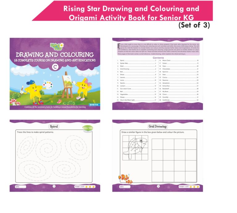 Rising Star Kids Learning Drawing, Colouring & Origami Activity Book for Senior KG Set of 3| Learn To Colour| Paper Folding Book| Ages 5-6 Years - Distacart