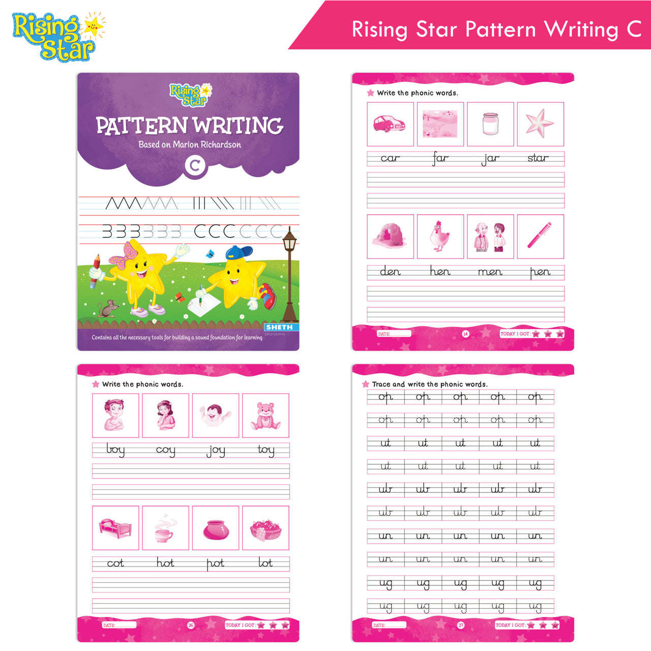 Rising Star Fun Learning Senior KG Books Set of 6| Ages 5-6 Years| Alphabet Letters, Cursive Writing, Number, Colouring, Rhymes & Stories Book - Distacart