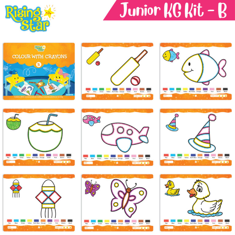 Rising Star Preschool Learning Junior KG Kit B| Alphabet Letters Writing| Numbers| General Knowledge| Rhymes & Stories| Worksheets & Assessment Book - Distacart