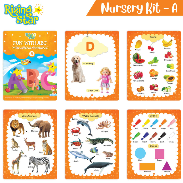 Rising Star Preschool Learning Nursery Kit A| General Knowledge| Know Your Alphabet| Numbers| Rhymes & Stories| Worksheets & Assessment Book - Distacart