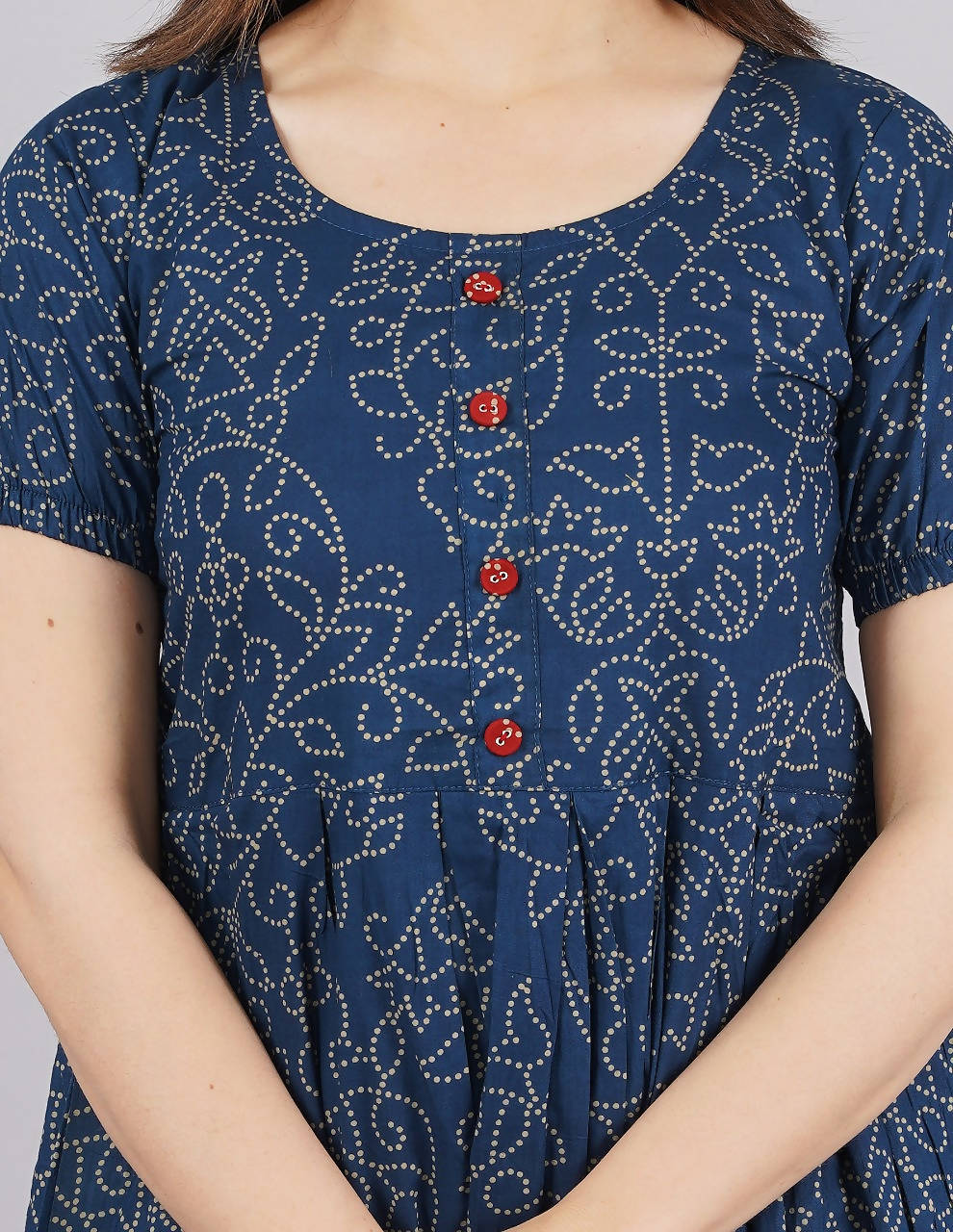 Vamika Blue Cotton Printed Party Wear/Casual Wear Kurti - Distacart