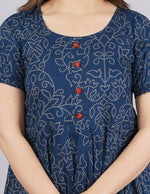 Thumbnail for Vamika Blue Cotton Printed Party Wear/Casual Wear Kurti - Distacart