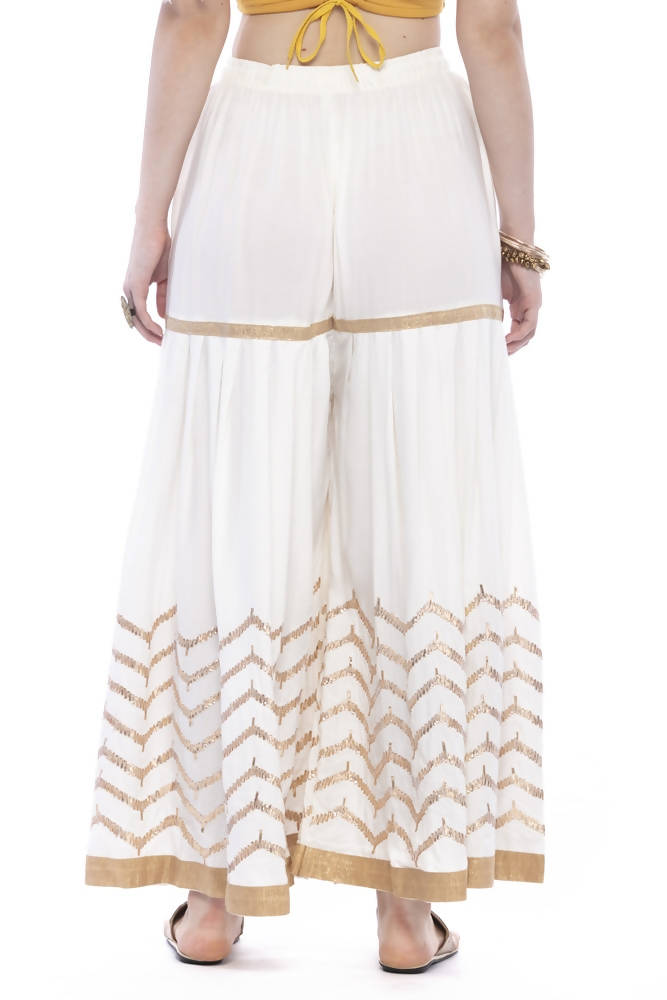 Mominos Fashion Latest Cotton Off White Gota Print Sharara For Girls - Distacart